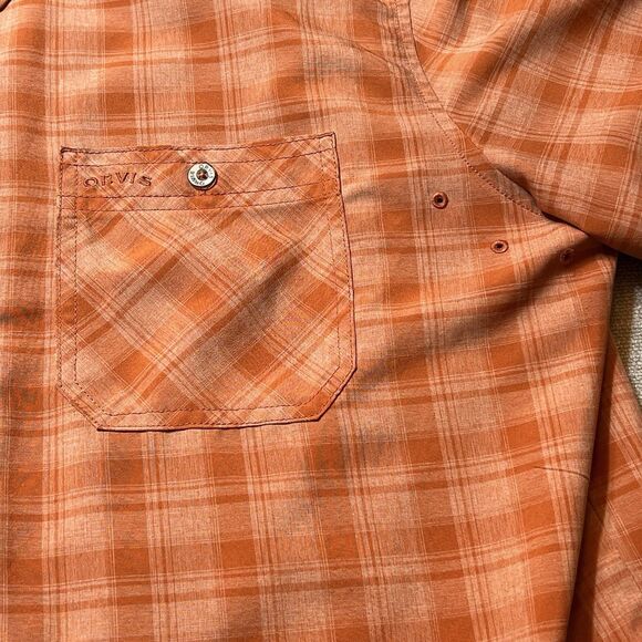Orvis Men's Classic Collection ORANGE Plaid Short Sleeve Button Shirt Mens XL - Picture 4 of 7